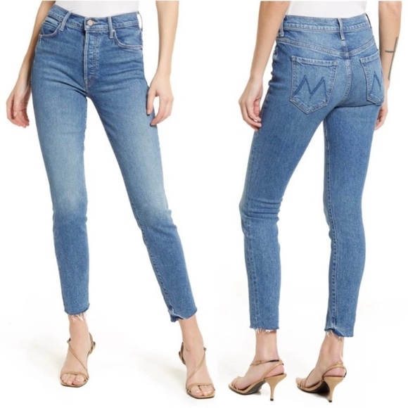 MOTHER The Stunner Ankle Fray Jeans in Crate Digger Size 27 Medium Wash Denim - Picture 1 of 12